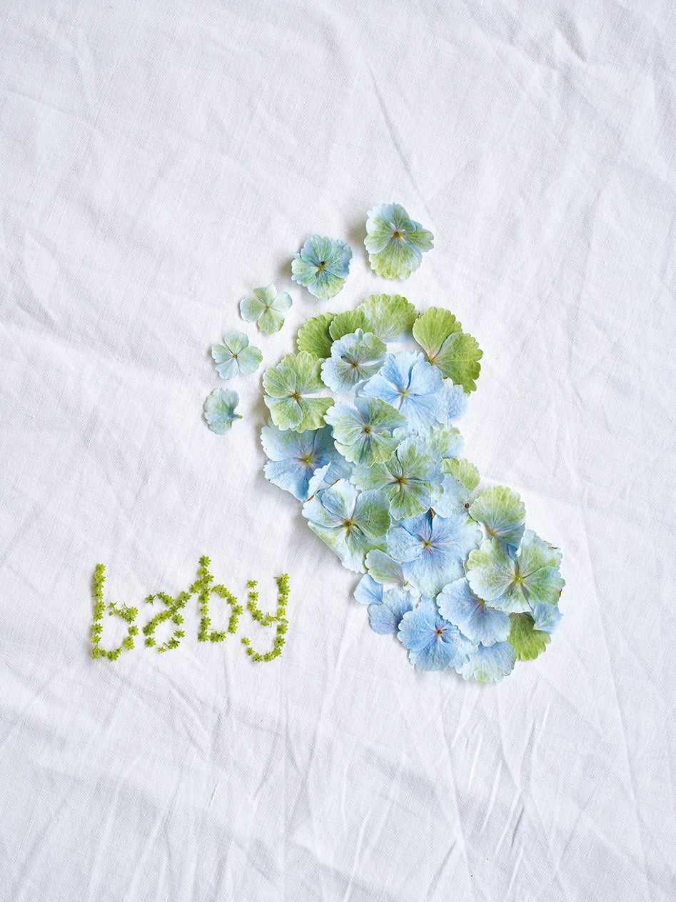 'Blue Petal Footprint' Greetings Card