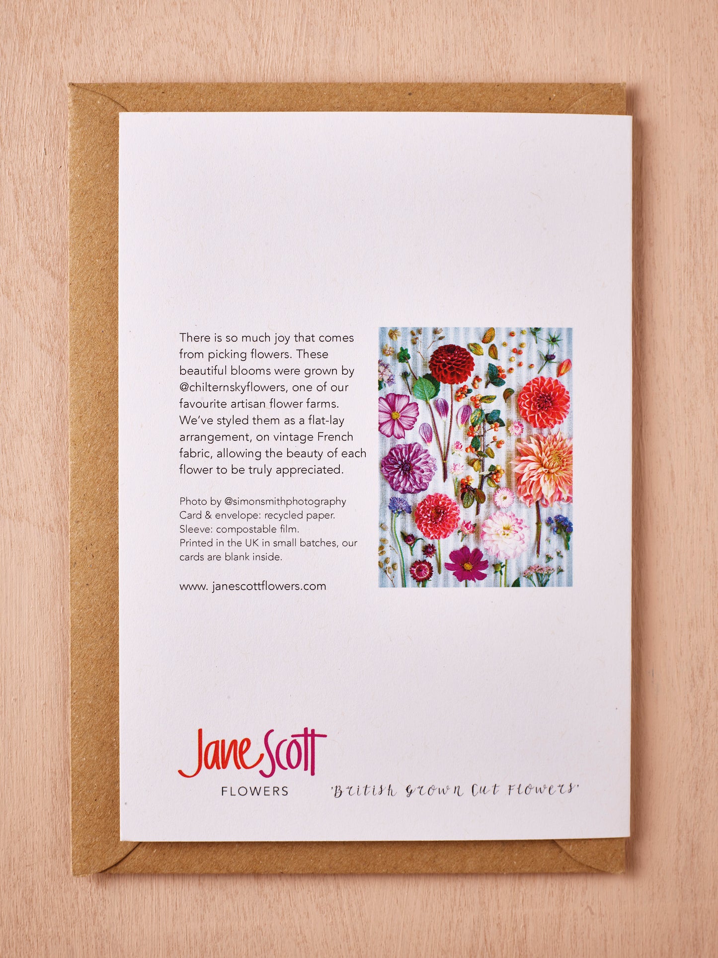 'British Grown Cut Flowers' Greetings Card