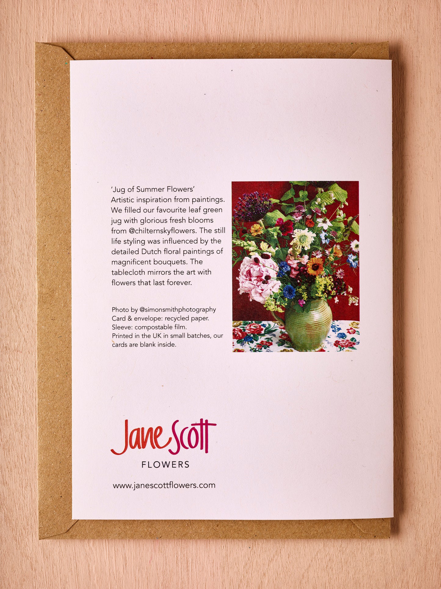 'Jug of Summer Flowers' Greetings Card