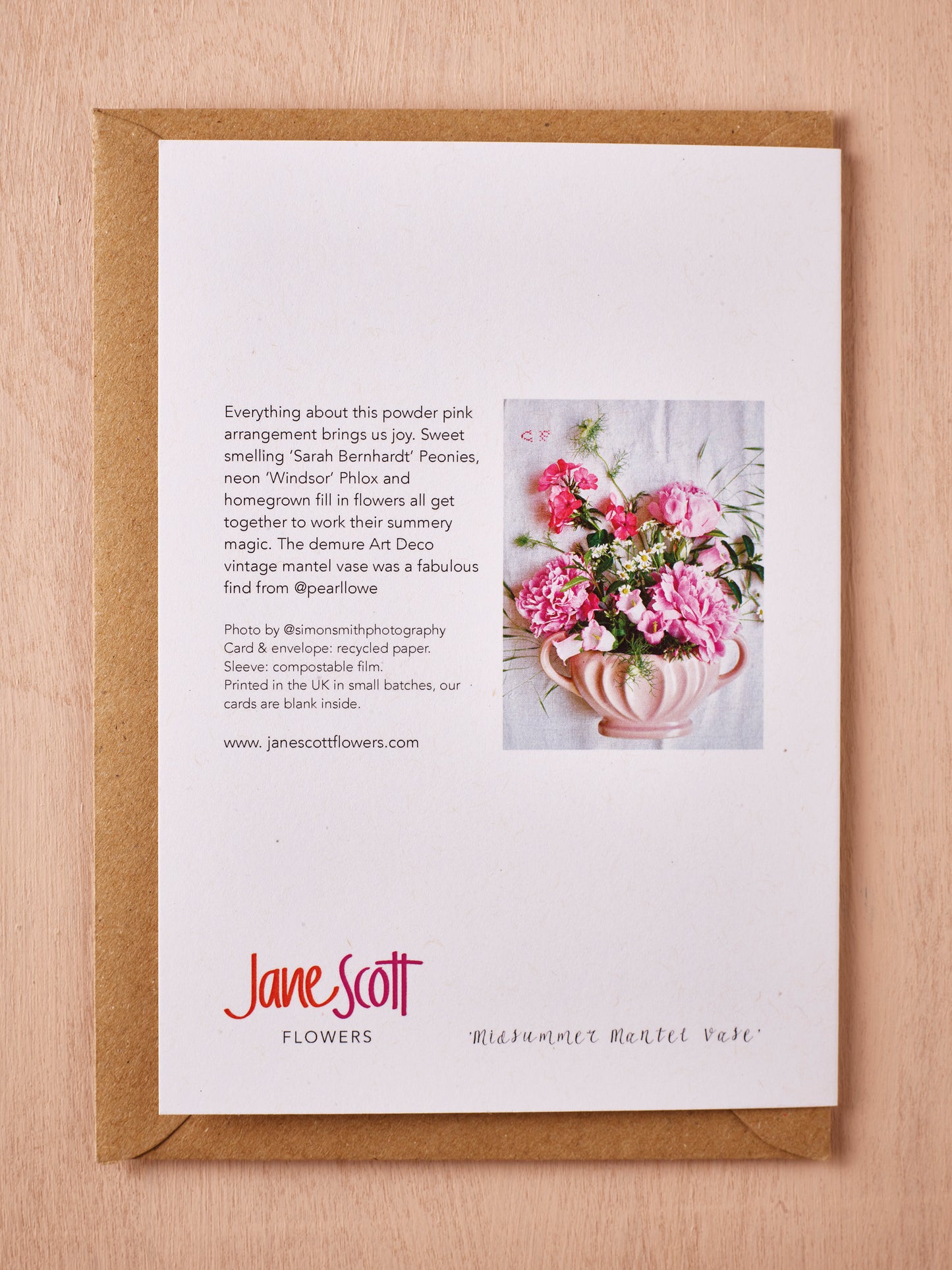 'Midsummer Mantel Vase' Greetings Card