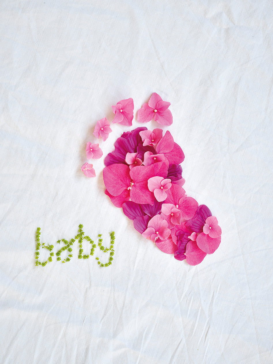 'Pink Petal Footprint' Greetings Card