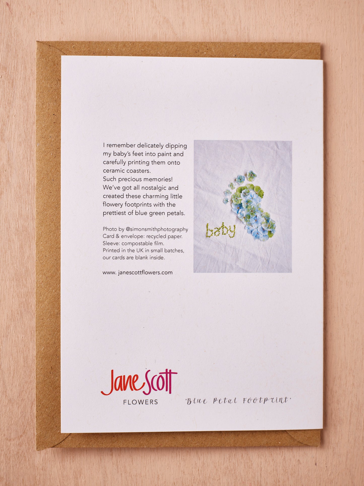 'Blue Petal Footprint' Greetings Card