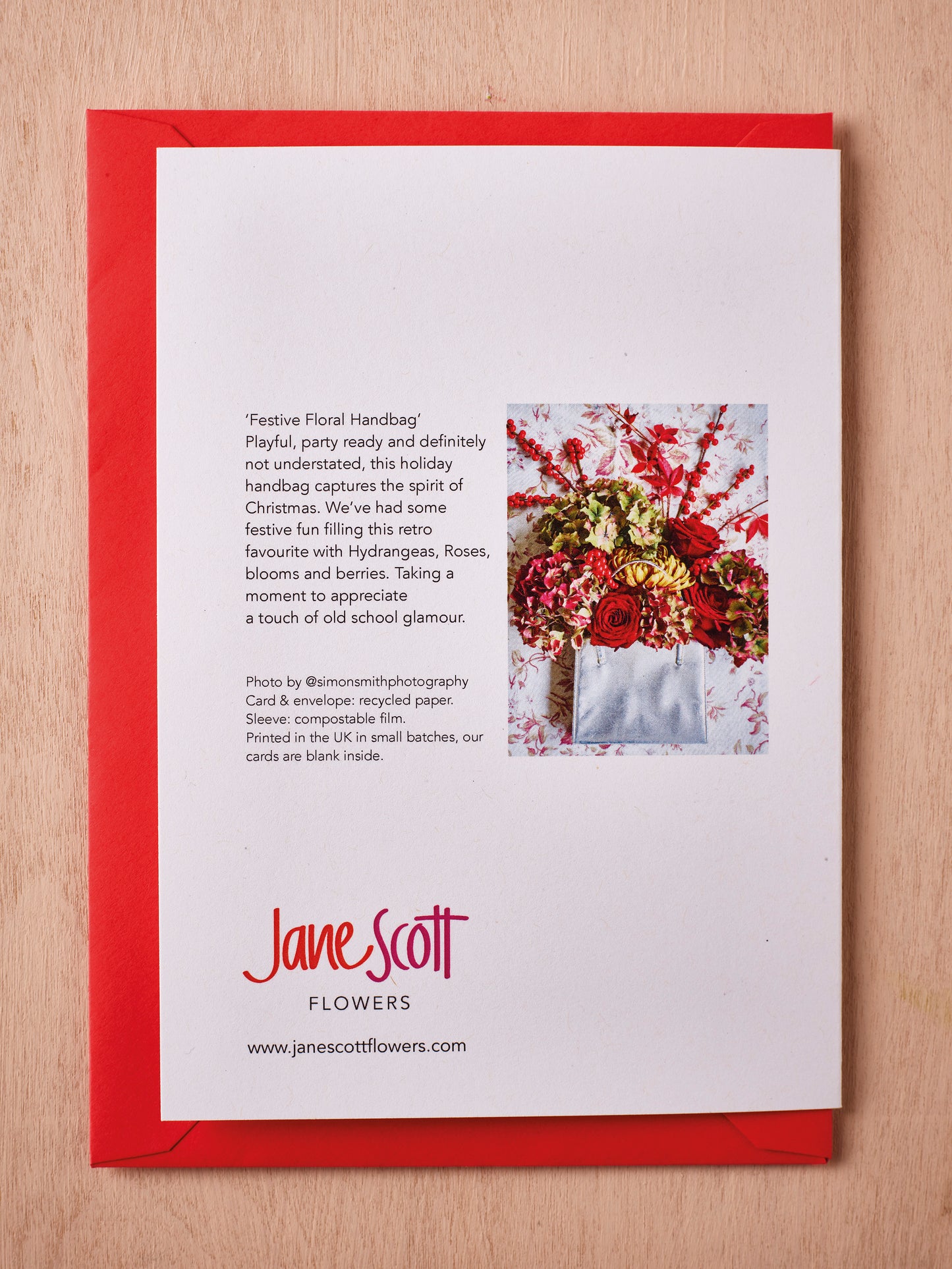 'Festive Floral Handbag' Christmas Card