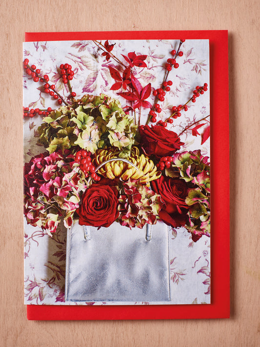 'Festive Floral Handbag' Christmas Card