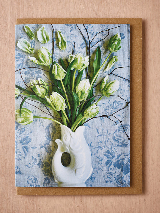 'Gurgling Fish Flower Jug' Greetings Card