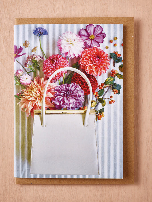 'Handbag of Blooms' Greetings Card