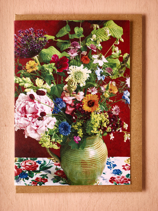 'Jug of Summer Flowers' Greetings Card