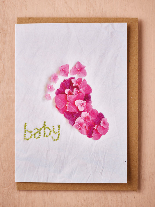 'Pink Petal Footprint' Greetings Card