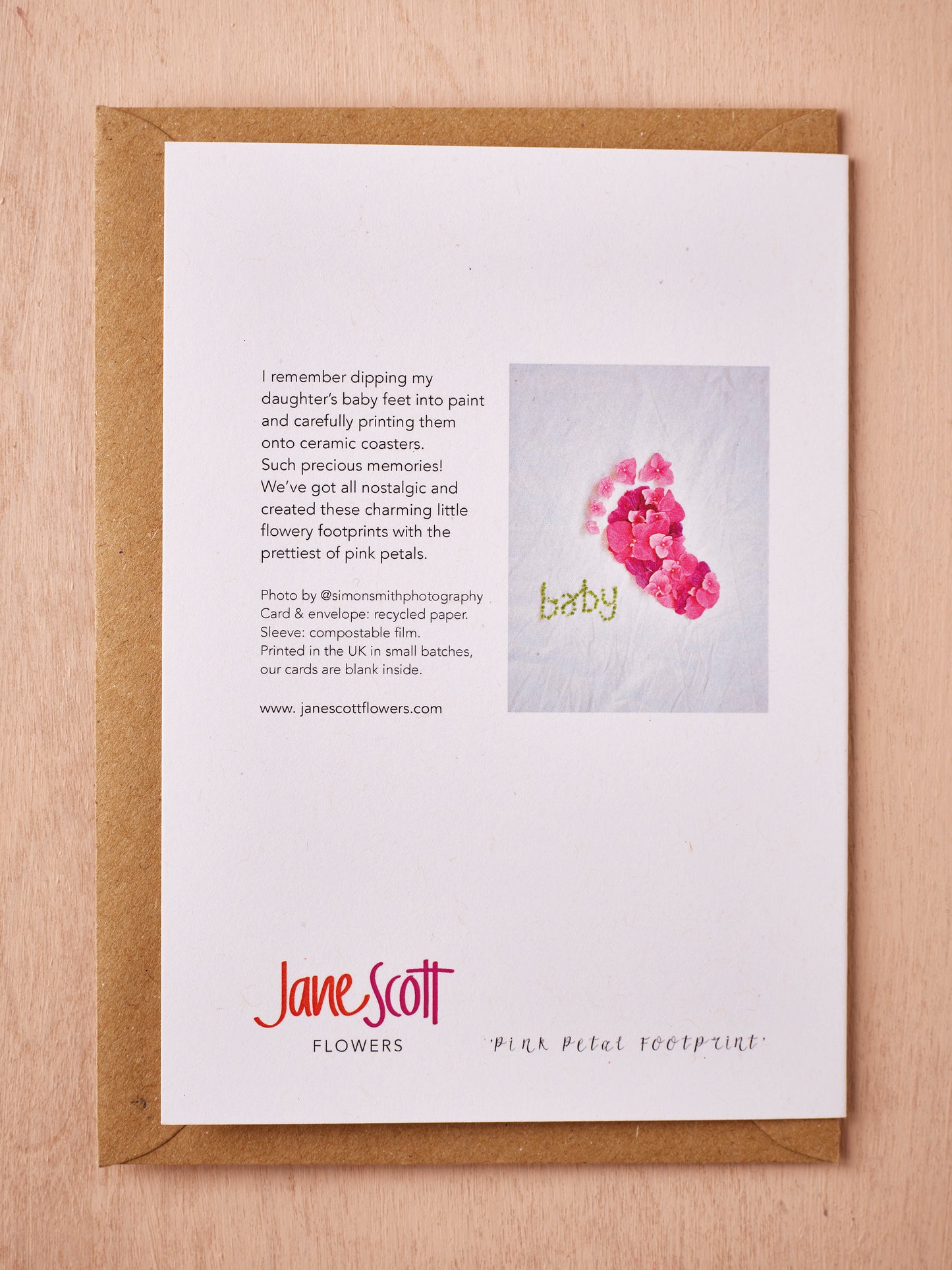 'Pink Petal Footprint' Greetings Card