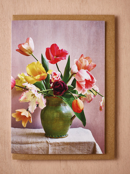 'Spring Tulips and Jug' Greetings Card