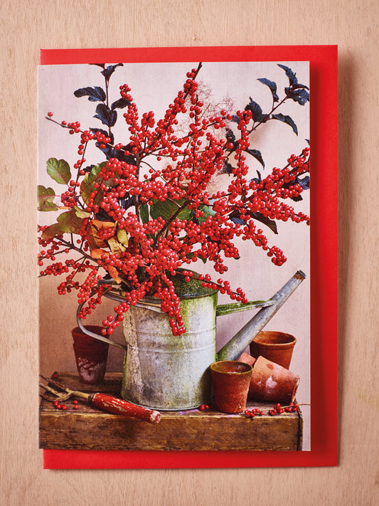 'Watering Can in Winter' Christmas Card