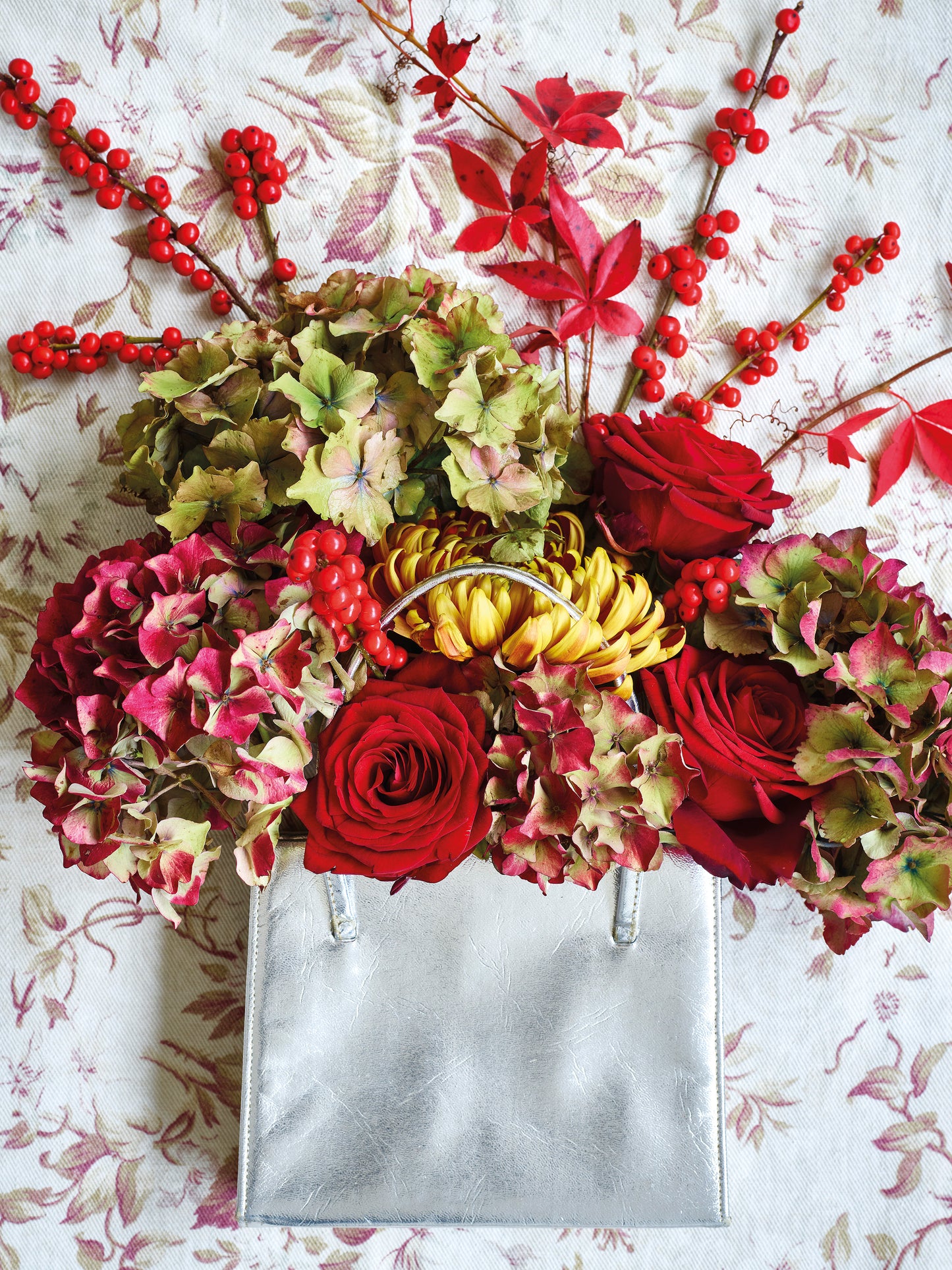 'Festive Floral Handbag' Christmas Card