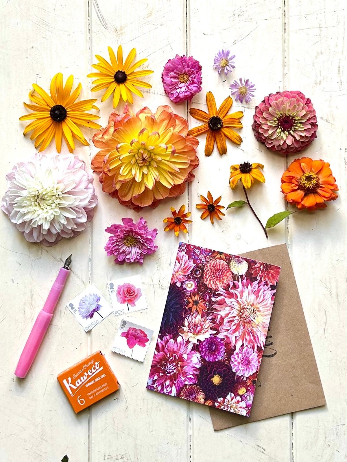 'Floribunda Dahlia Collection' Greetings Card