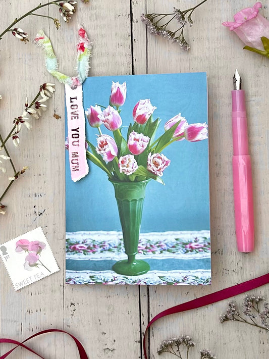 'Mother's Day Tulips in Petra's Vase' Greetings Card