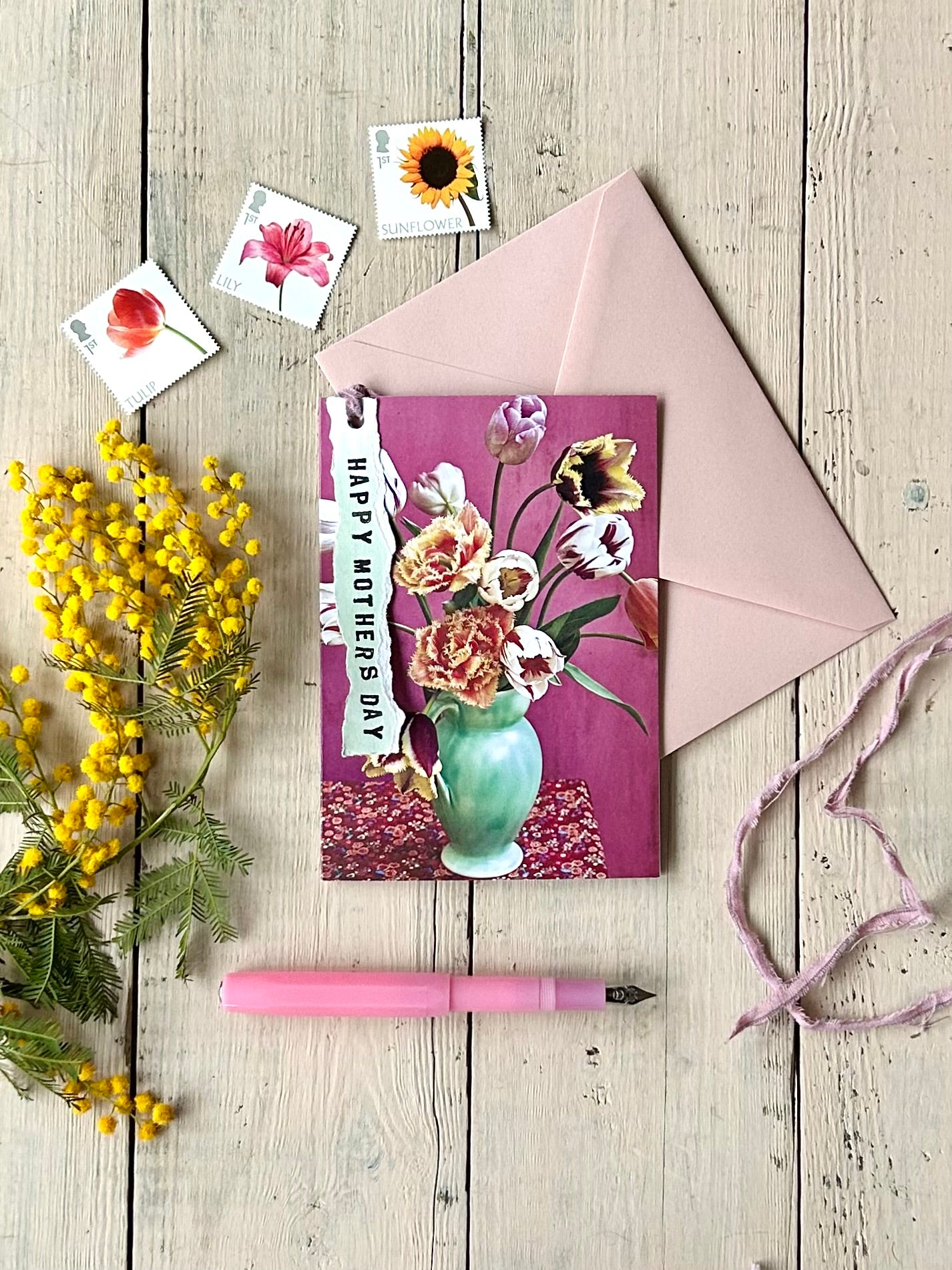 'Mother's Day Bright Tulips with Jug' Greetings Card